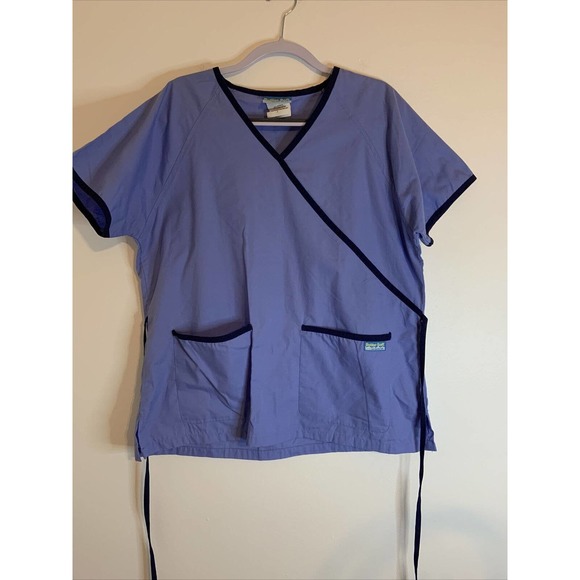ButterSoft Tops Buttersoft Ceil Blue Mock Neck Scrub Top Medical Uniform Large Poshmark